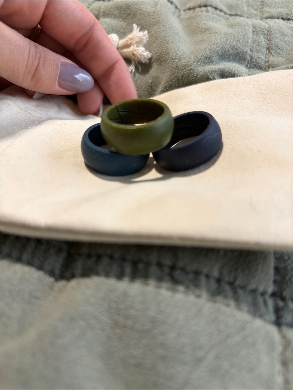 Silicone Comfort Rings — Olive Green, Navy & Black